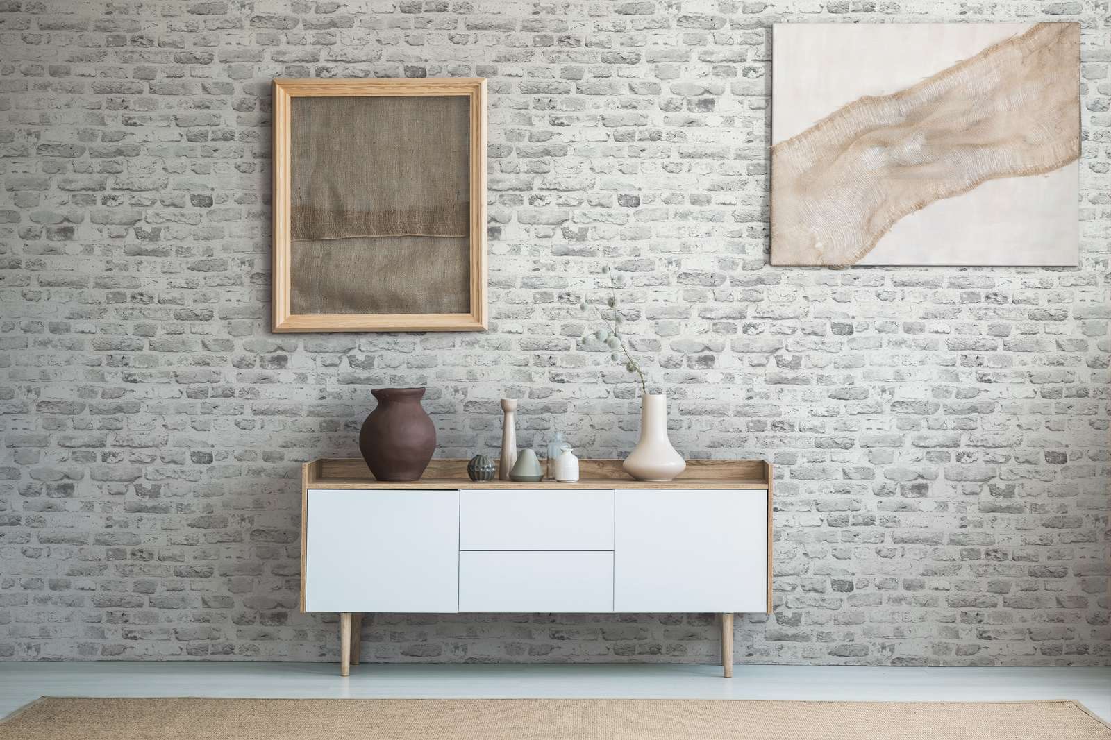             Steinoptik Tapete mit 3D Mauerwerk – Grau, Weiß
        