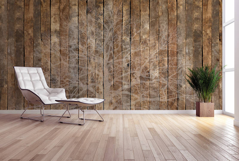 holzpaneel-wand, wandverkleidung, planke, naturholz, pflanze