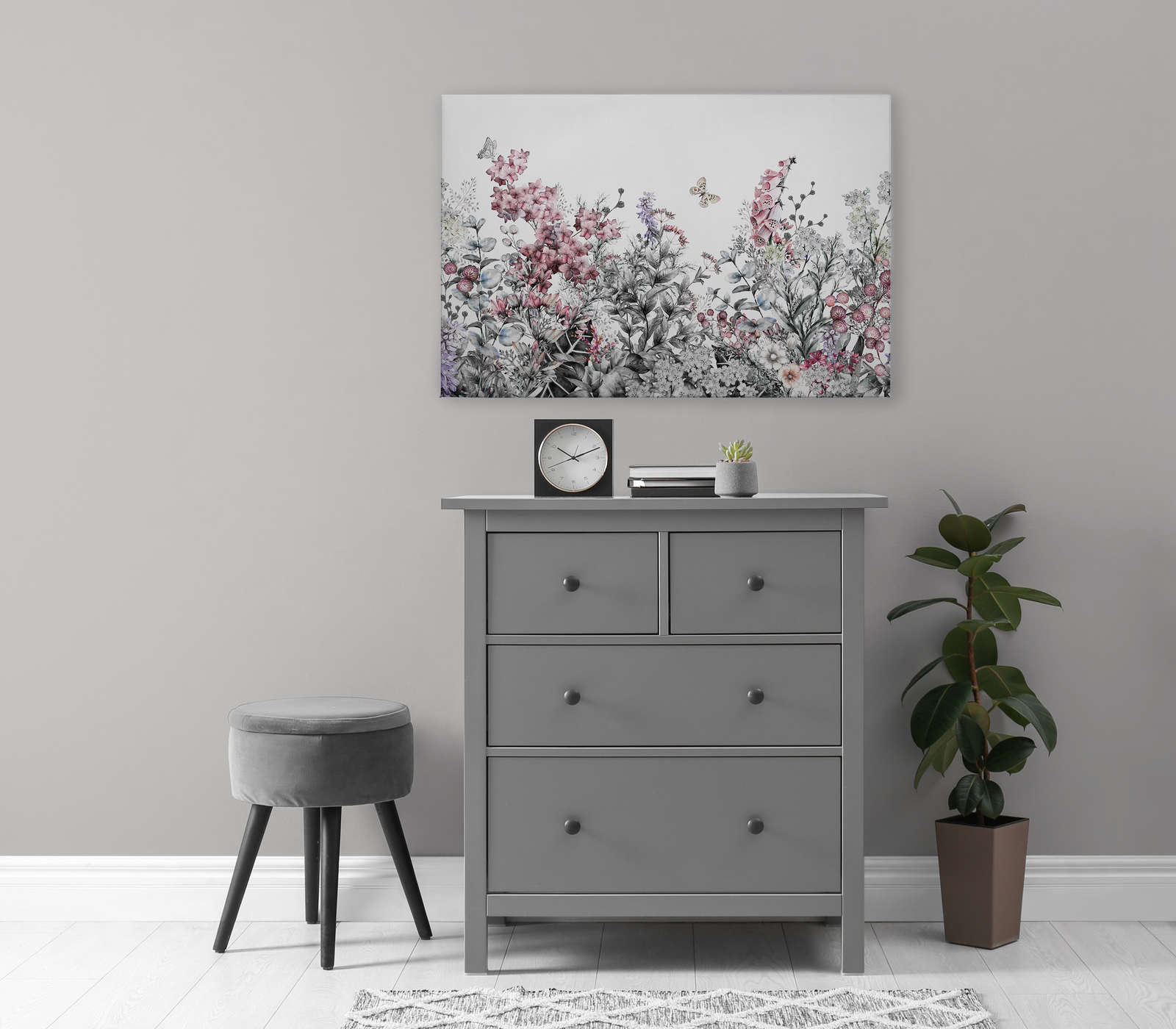             Canvas with Plain Painted Flowers - 0.90 m x 0.60 m
        