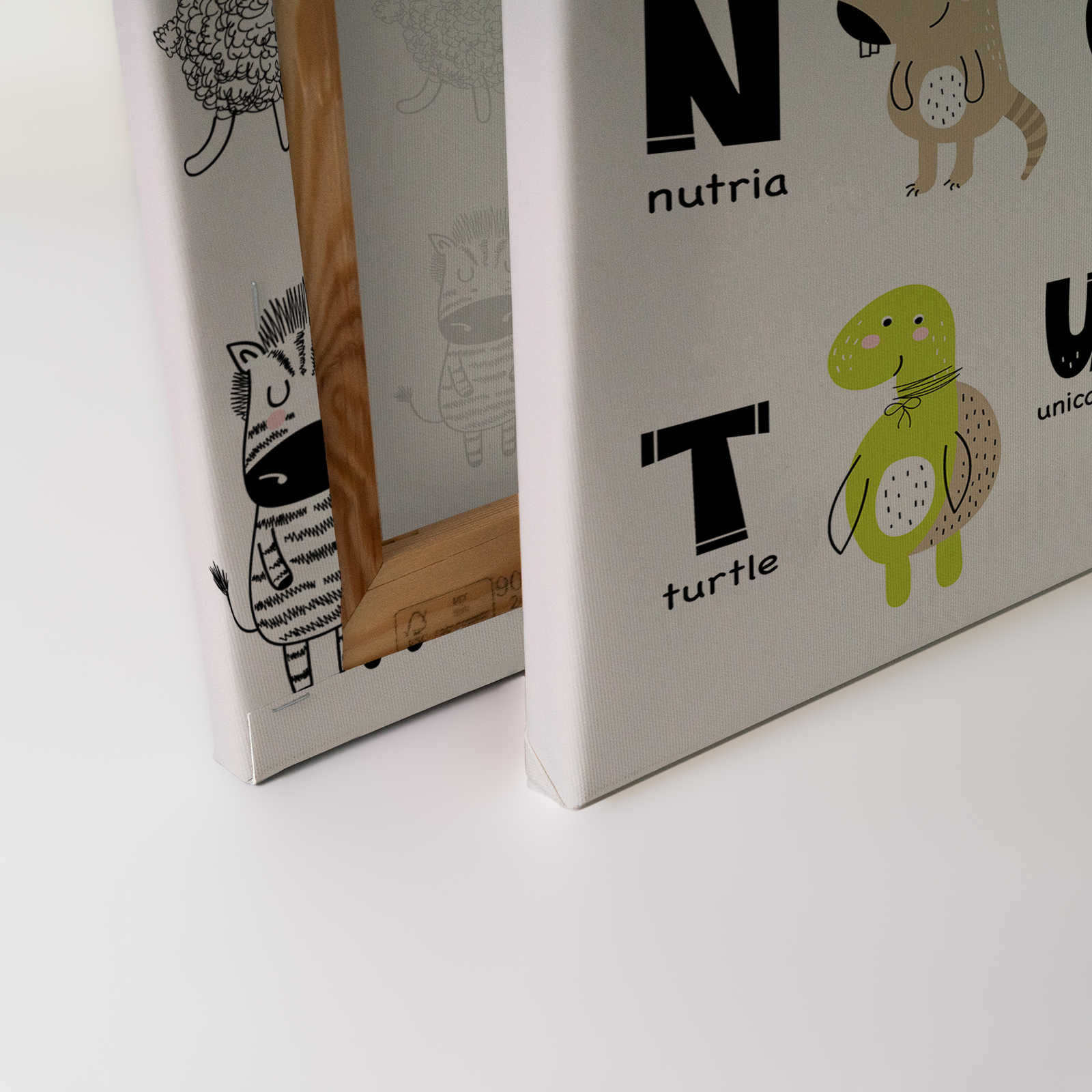 Leinwand Alphabet mit Tieren und Tiernamen – 90 cm x 60 cm