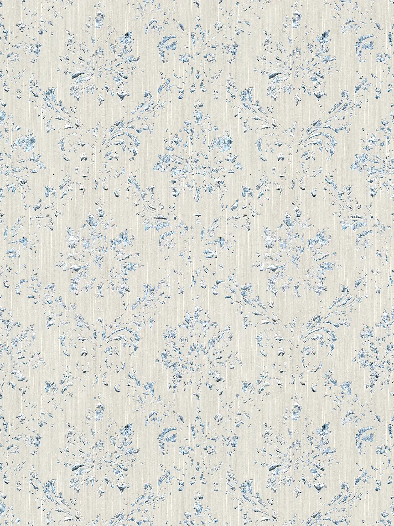         Ornamental wallpaper with real textile surface and silver foil finish - grey, silver
    