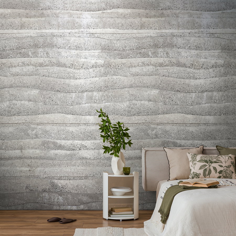 Motivtapete mit moderner Beton- und Plattenstruktur leicht strukturiert – Grau