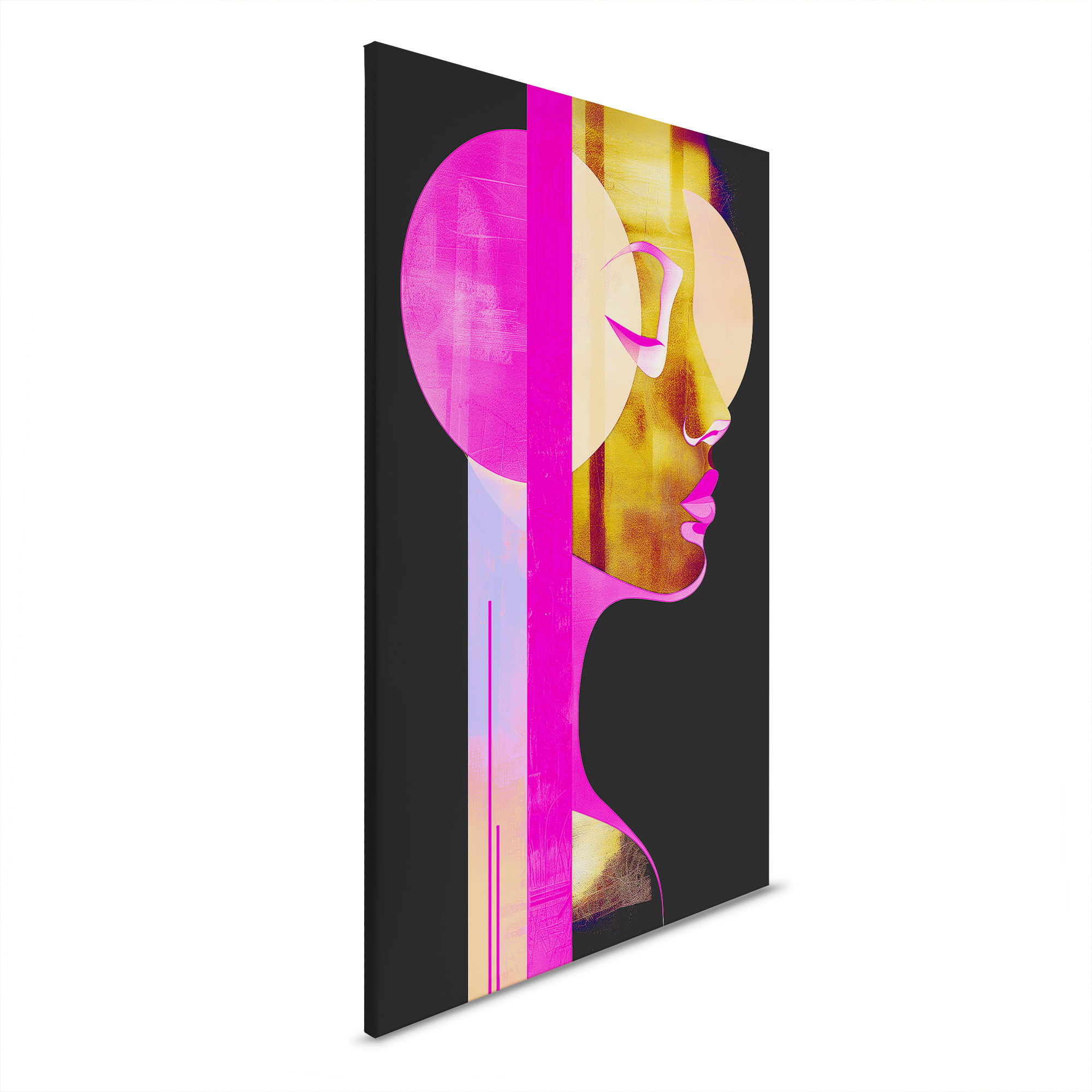         Canvas picture Colourful statement - Neon art of the modern woman - 30 x 45 cm - Black, Pink
    