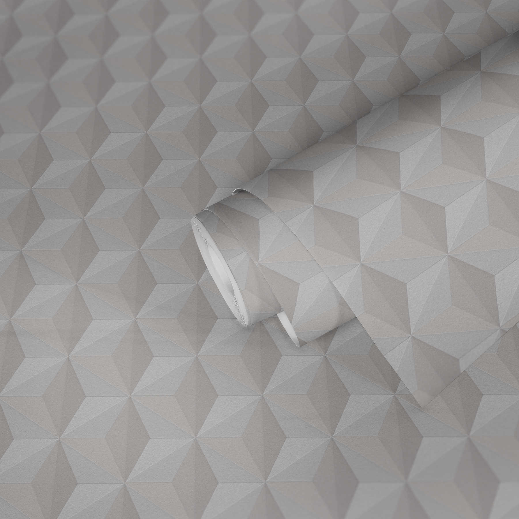             Mustertapete mit grafischem Design & 3D-Effekt – Beige
        