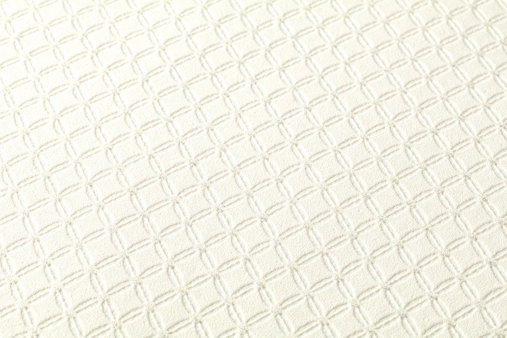             Glitzer Tapete mit leichter Rautenstruktur – Weiß
        