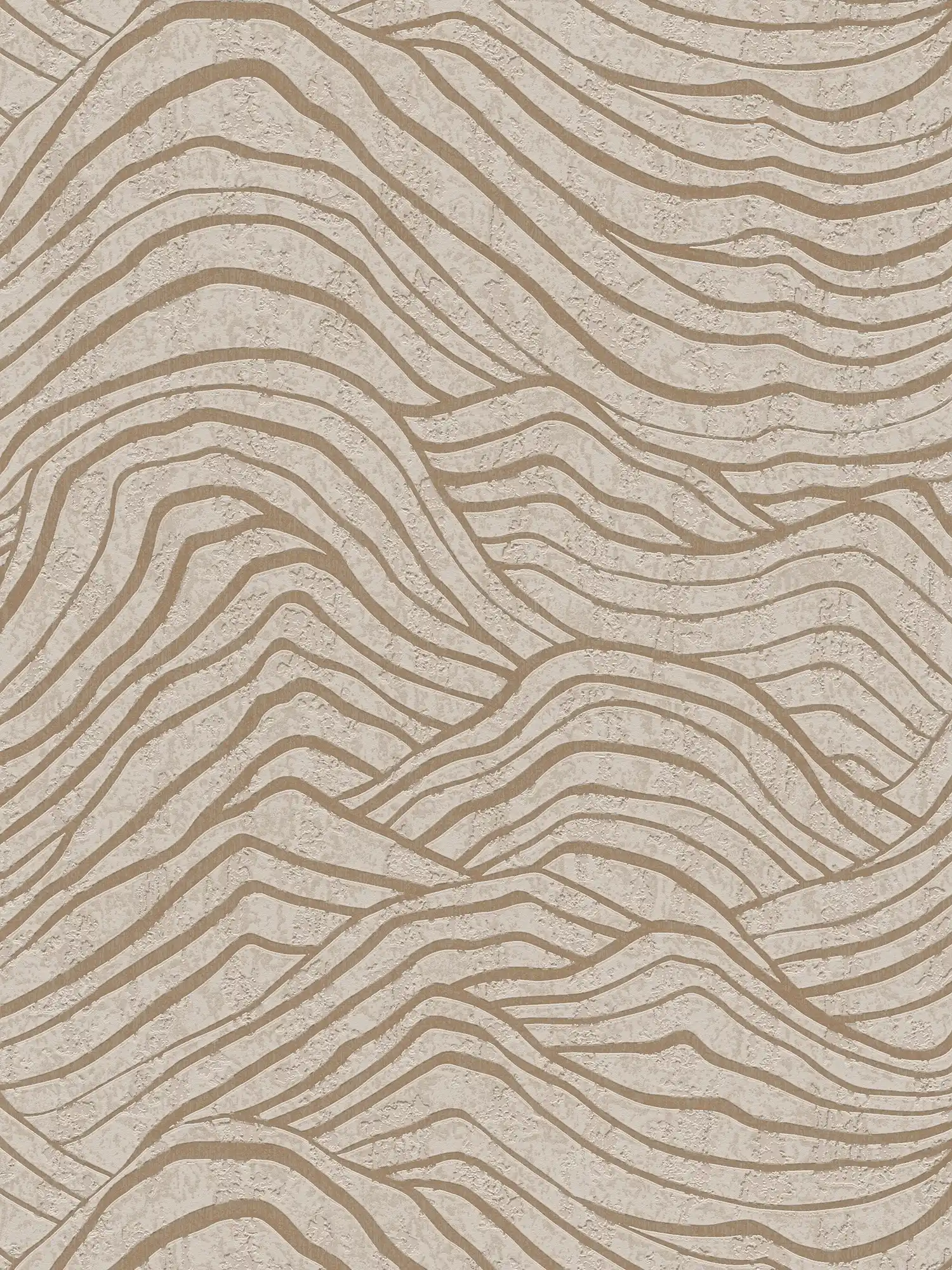         Onderlaag behang met Aziatisch heuvelpatroon - beige, goud, grijs
    