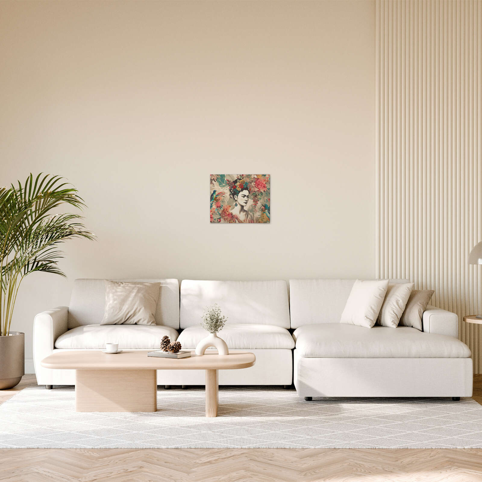             Frida Kahlo Natur-Kunst - Leinwandbild mit exotischen Vögeln – 50 x 40 cm - Bunt,
        