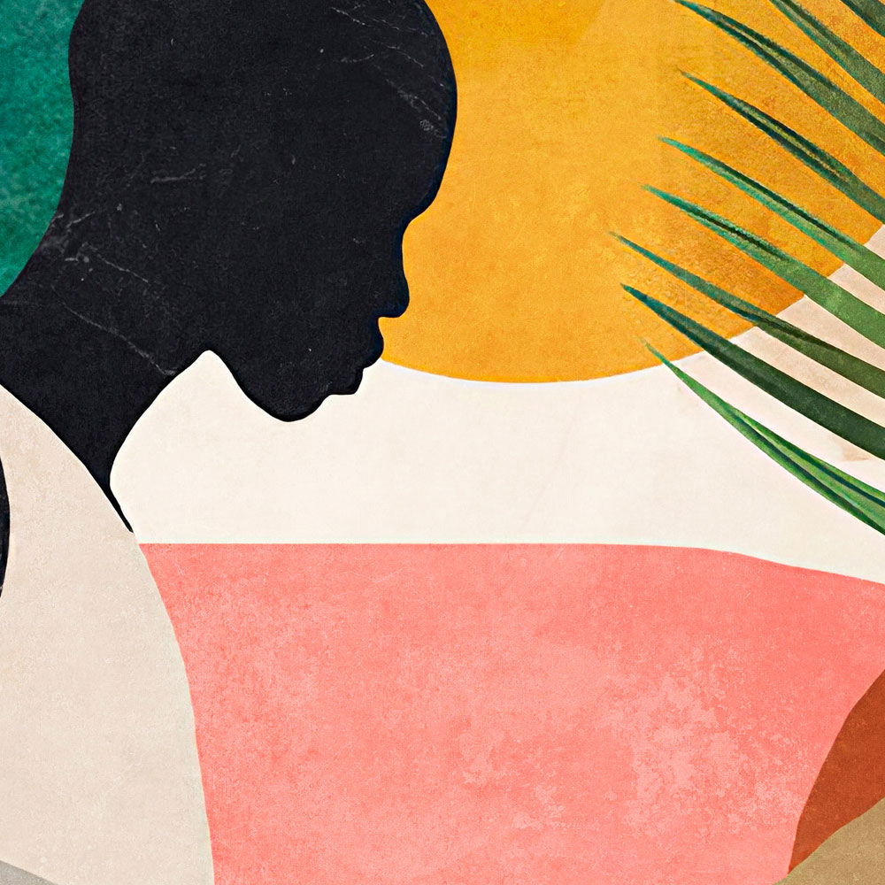             Fototapete »nala« - Silhouette, Blätter & Gräser – Buntes Motiv auf Vintage-Putzstruktur | Glattes, leicht glänzendes Premiumvlies
        