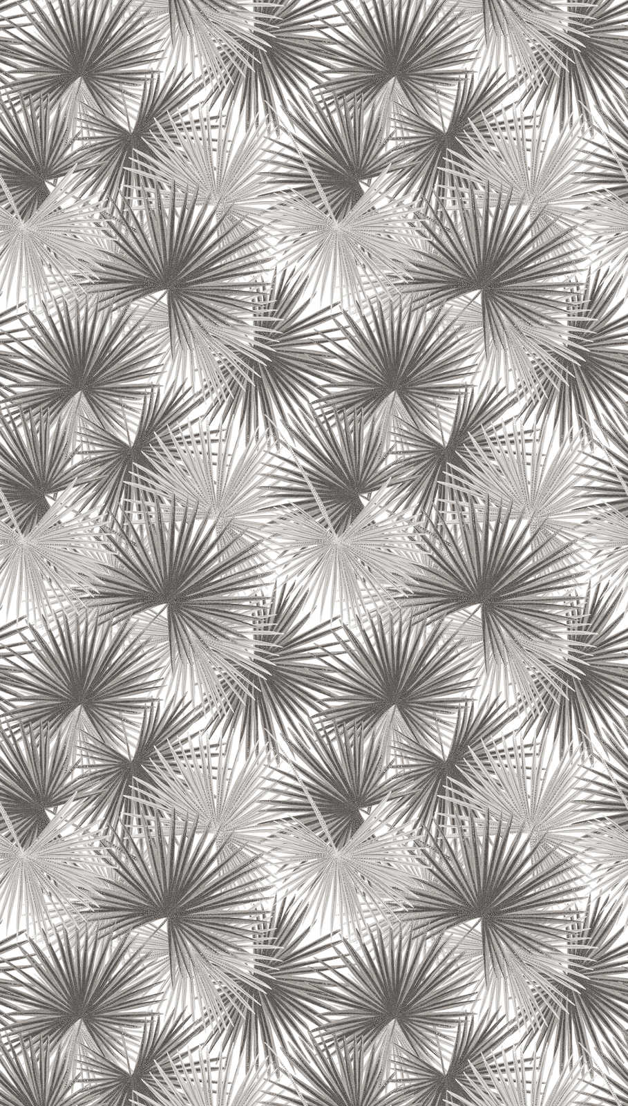             Vliestapete mit großem Blattmuster – Grau, Beige, Weiß
        