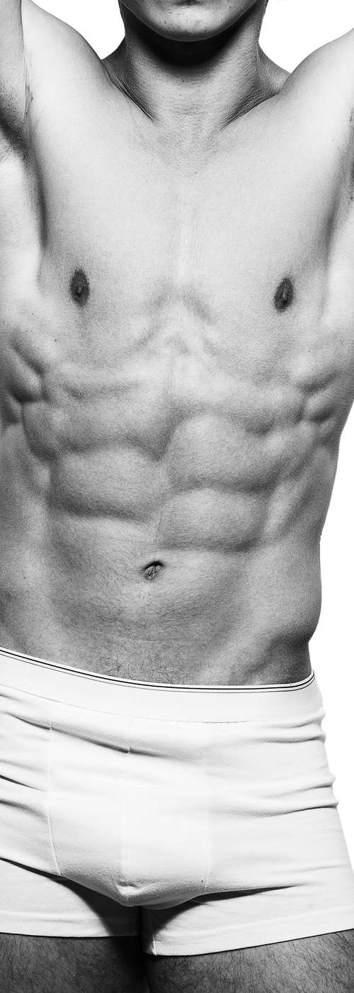             Moderne Fototapete Männer Sixpack auf Perlmutt Glattvlies
        