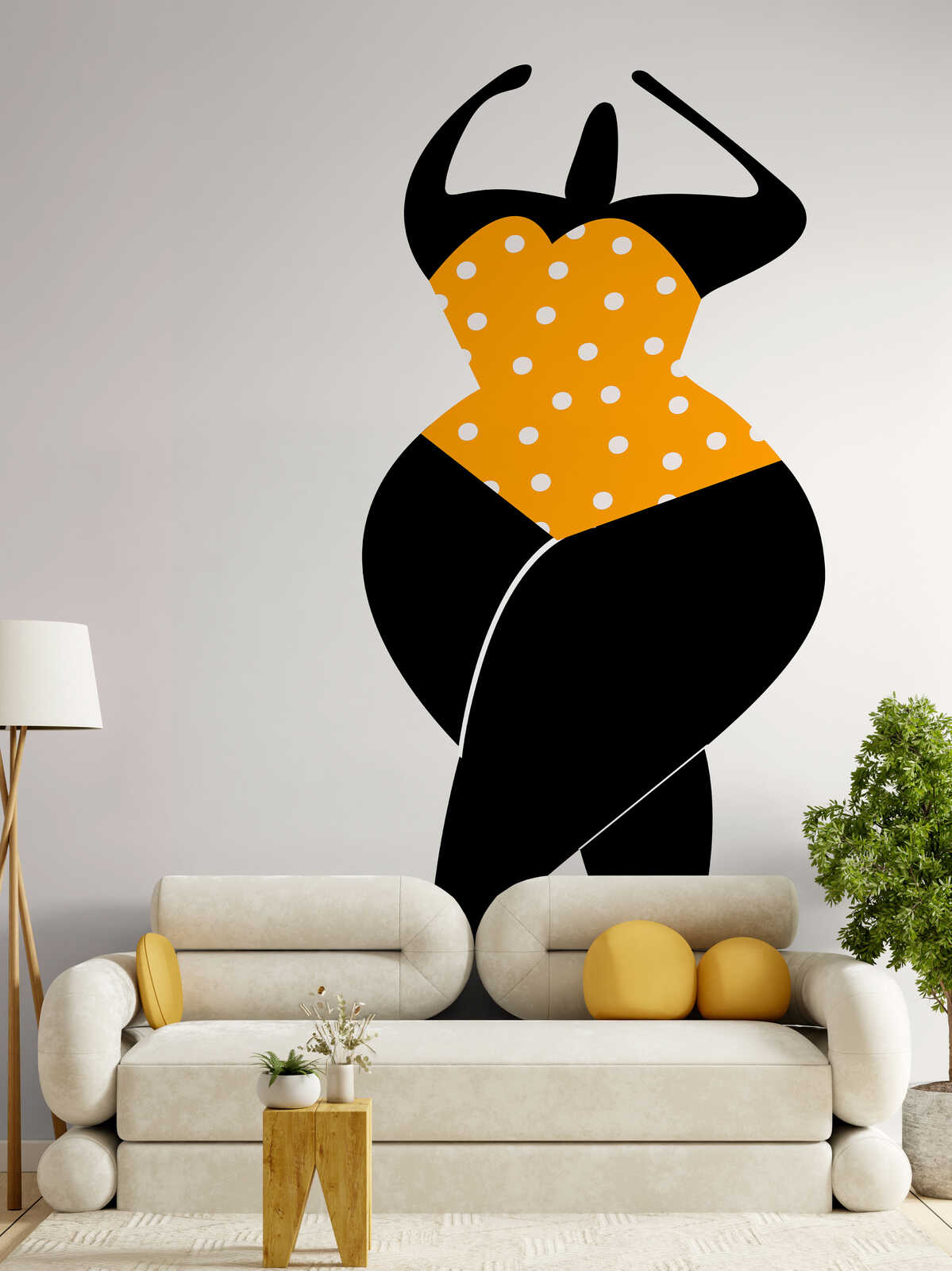 Wandaufkleber, Stier-Silhouette, orange Punkte, Dino, Wohnzimmer-Dekor