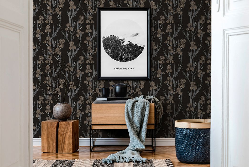 Old building flat with black wallpaper by Daniel Hechter AS375261