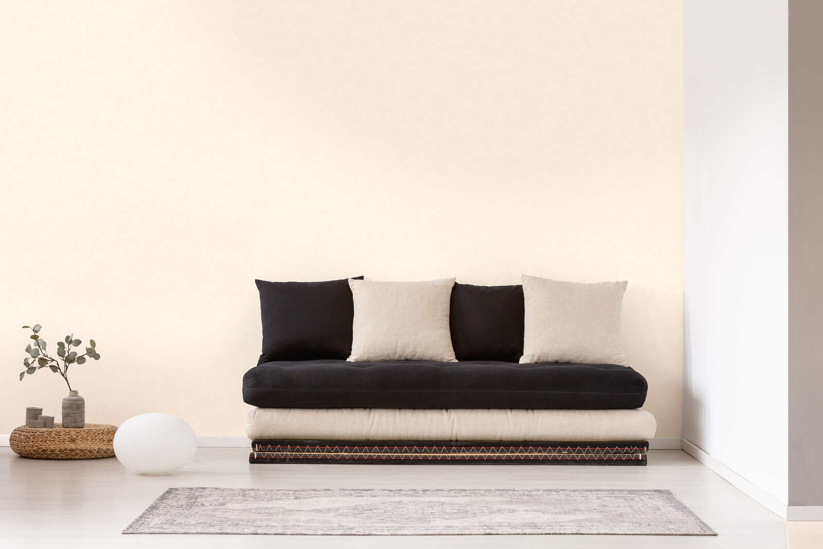 sofa, couch, beige, schwarz, kissen