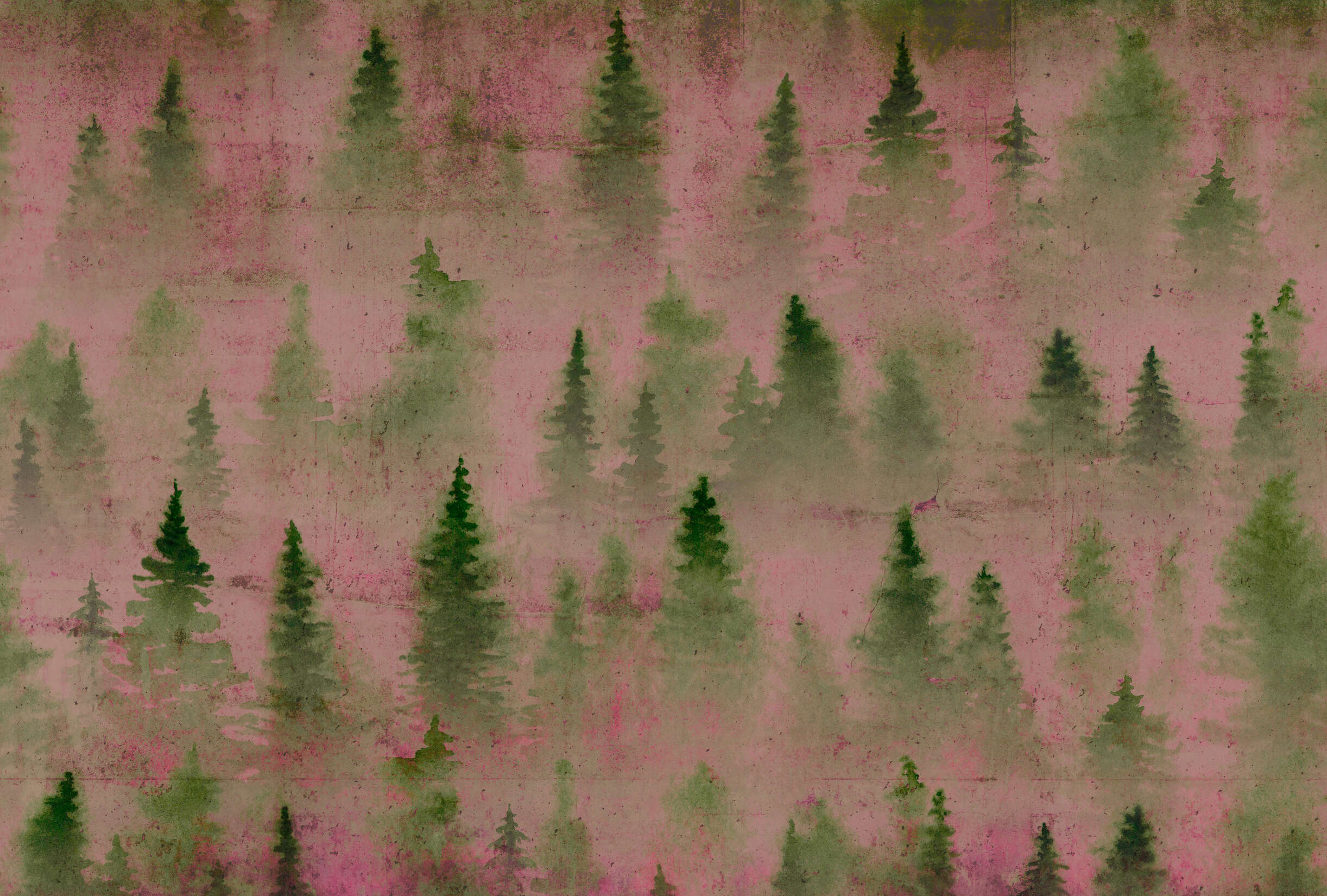 wald, tannen, muster, grün, pink