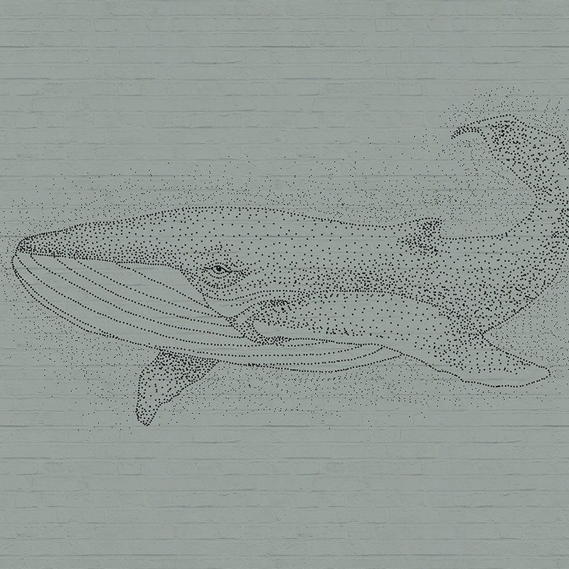         Steinwand Fototapete mit Wal Motiv im Zeichenstil
    