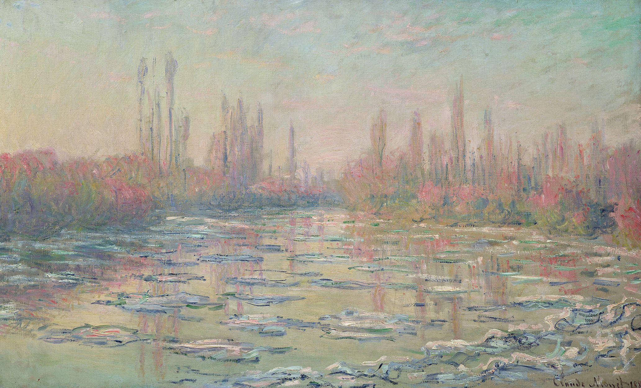 abstrakt, landschaft, wasser, teich, pastell