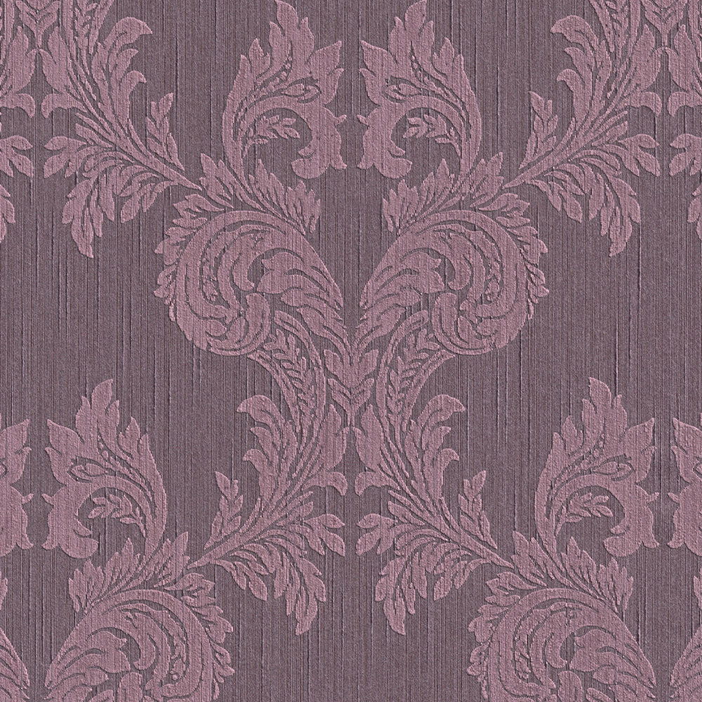             Tapete mit floralem Ornament Muster & Struktureffekt – Lila
        