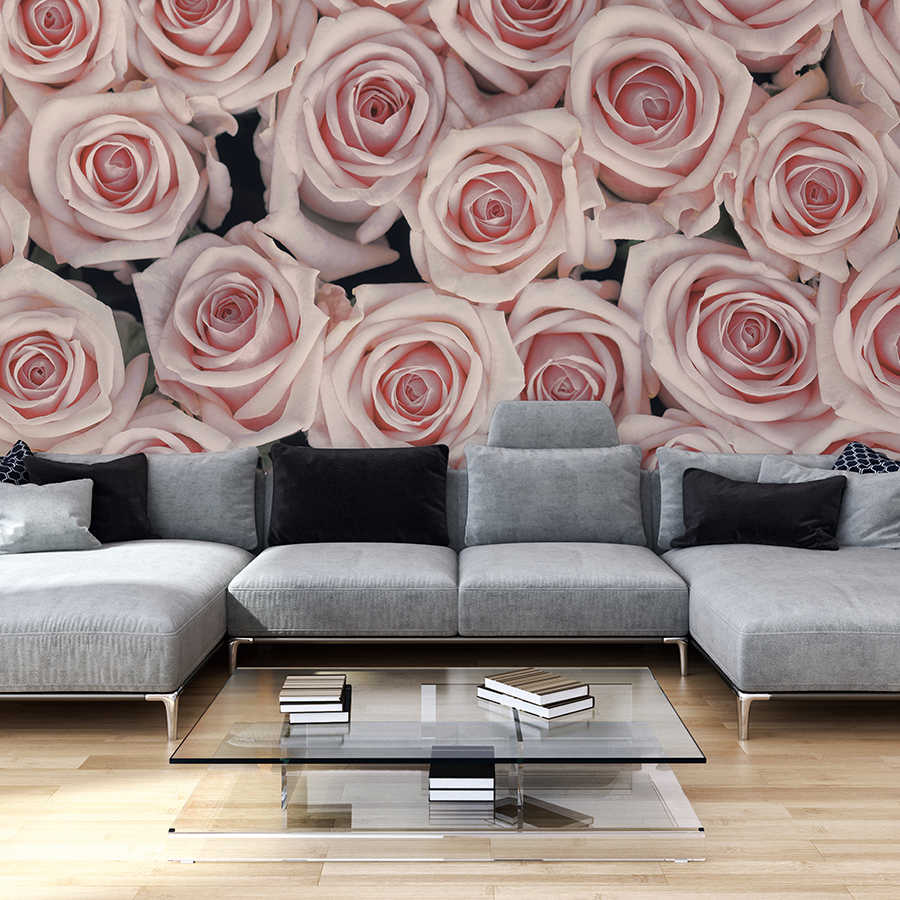 Rosenwand, Blumenmuster, Wohnzimmer, Sofa, Wohnzimmerdeko