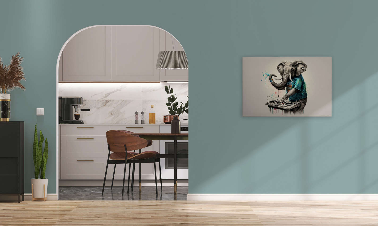             KI-Leinwandbild »elephant dj« – 90 cm x 60 cm
        