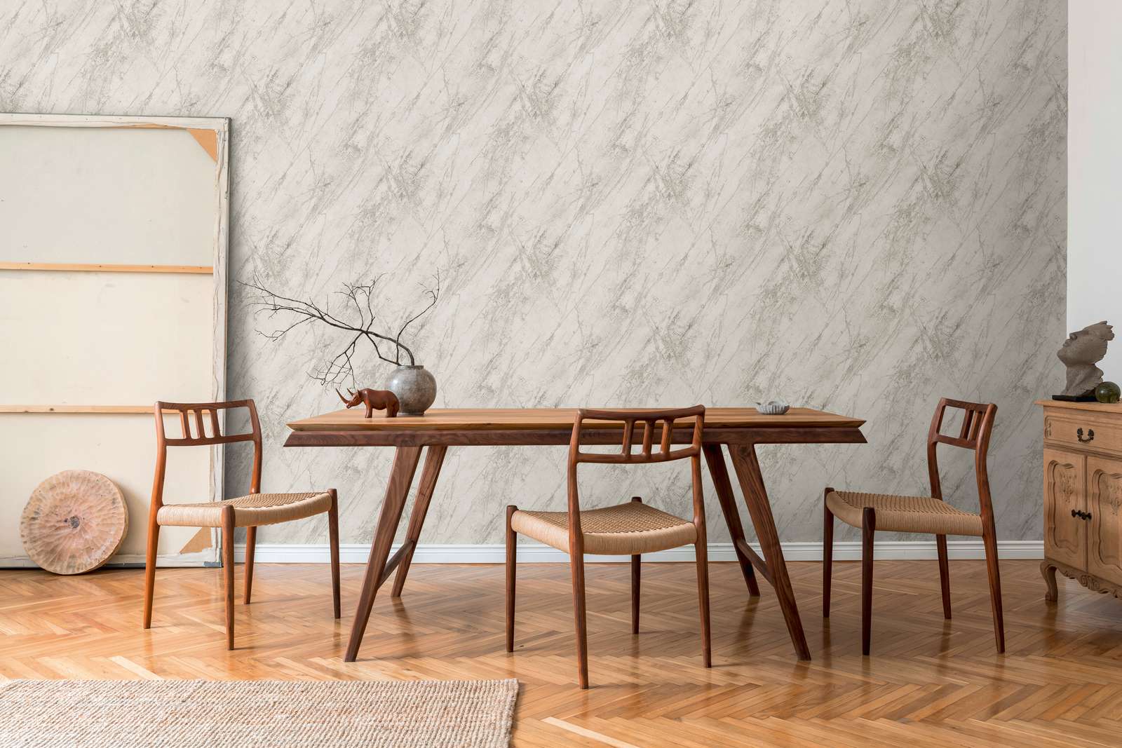 Esstisch, Holztisch, Vintage-Möbel, Stühle aus Holz, Deko-Objekte