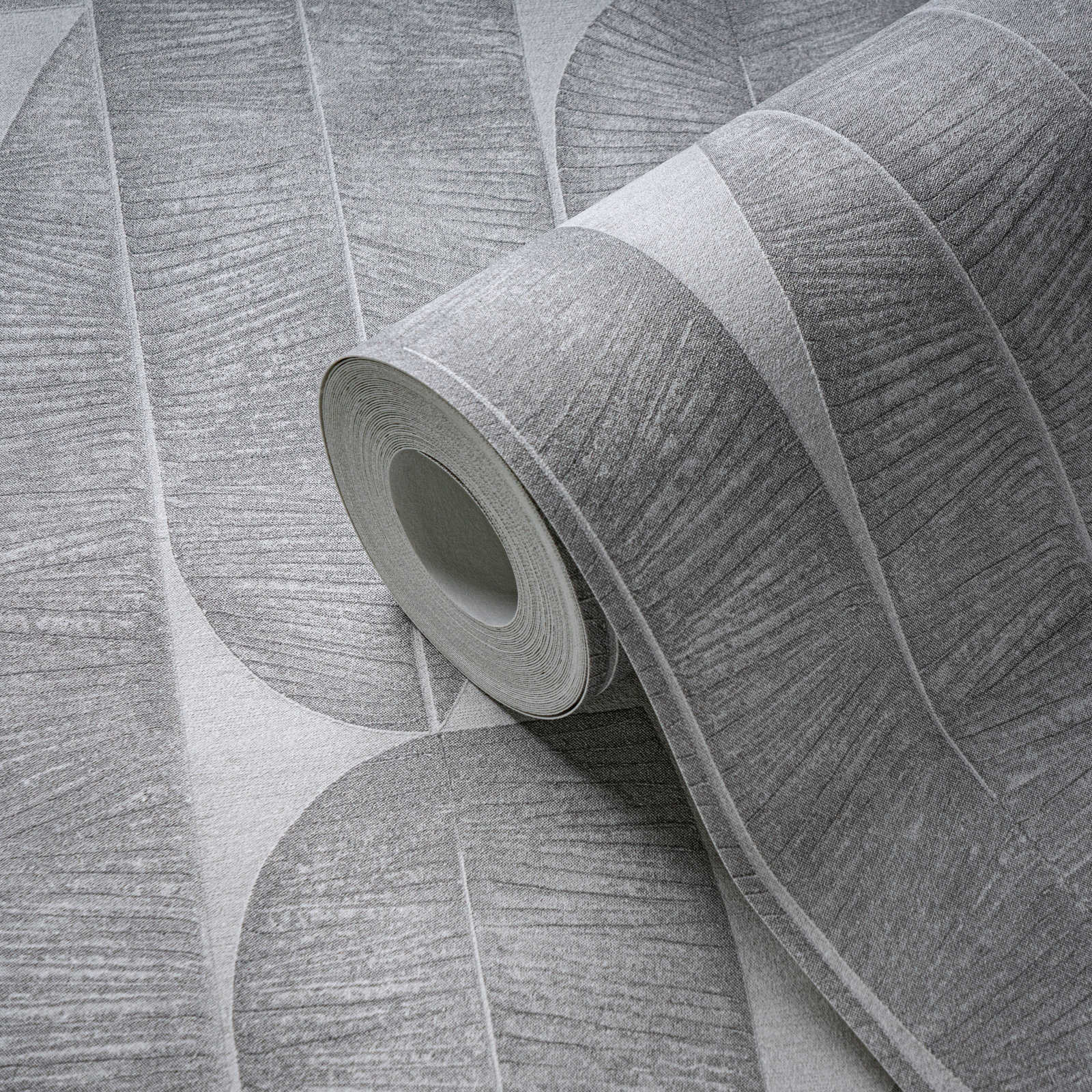 Tapete mit geometrischem Blattmuster – Grau