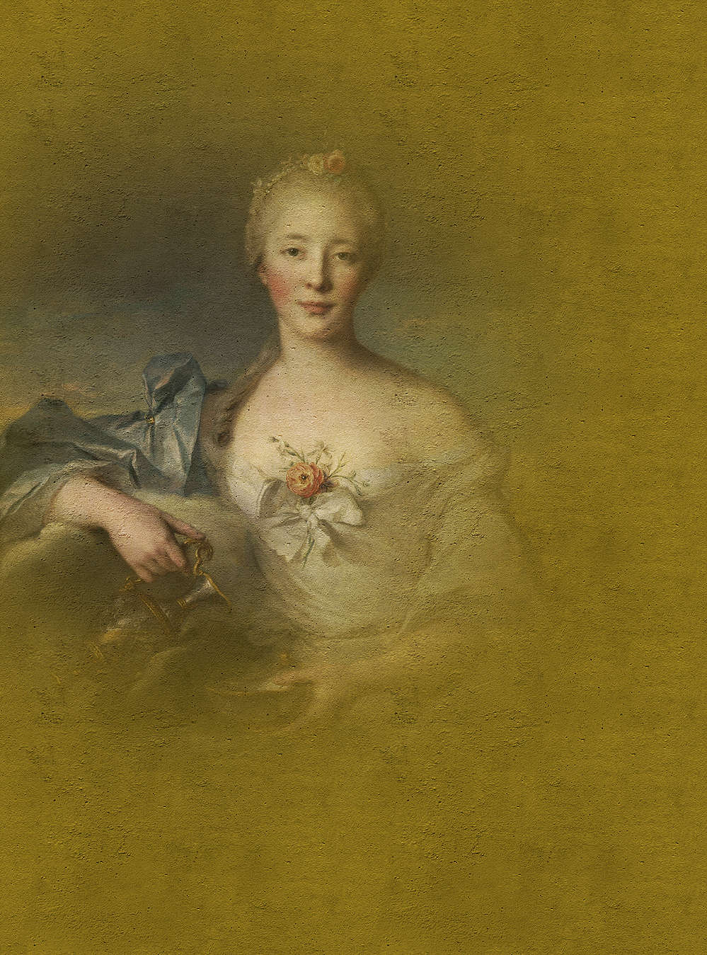             Fototapete klassisches Portrait junge Dame – Gelb, Beige
        