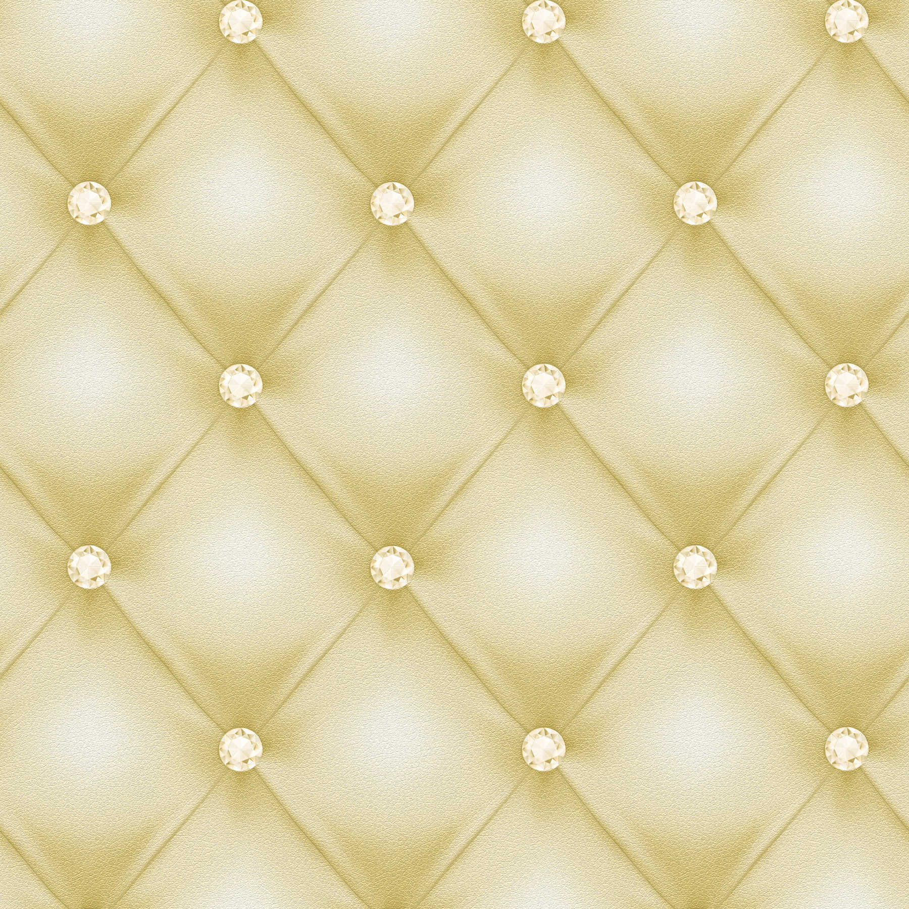         Lederlook Behang Bekleding Ontwerp met Diamanten Knopen - Groen
    