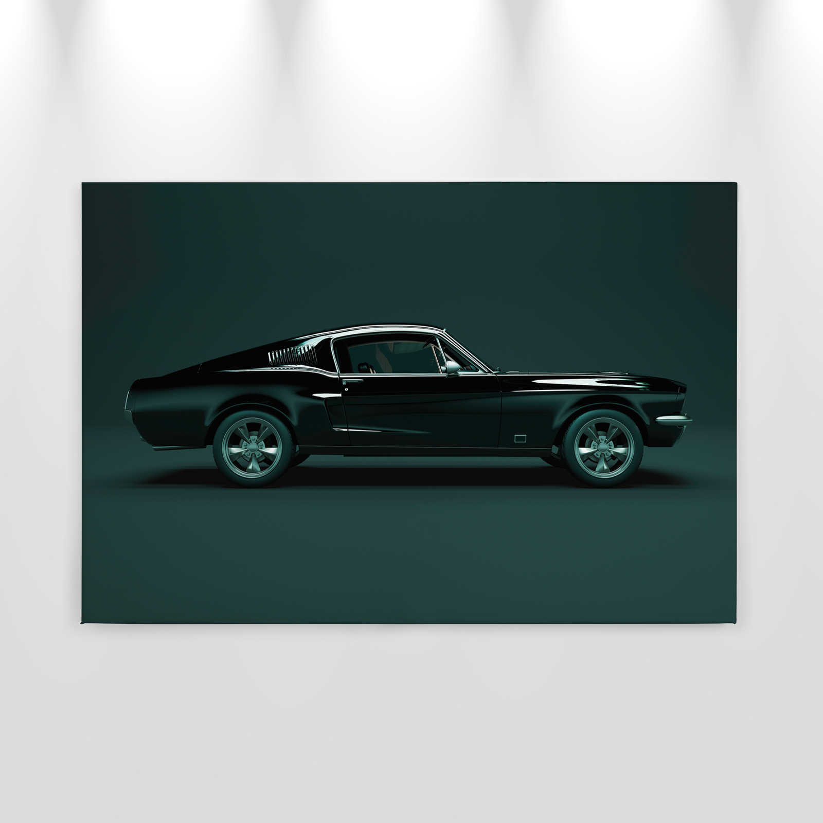 Mustang 1 - Leinwandbild, Seitenansicht Mustang, Vintage – 0,90 m x 0,60 m