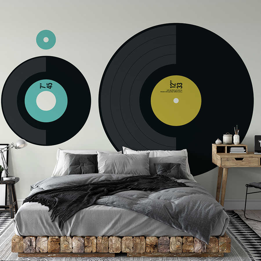         Fototapete Musik mit Retro Schallplatten Design LP & EP
    