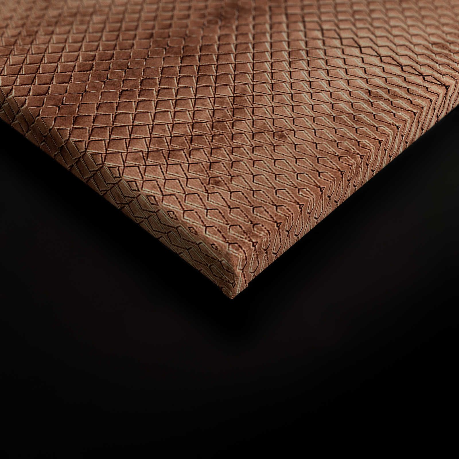             Land of Happyness 2 - Metallic Leinwandbild Kupfer mit buntem Kranich Motiv – 0,90 m x 0,60 m
        