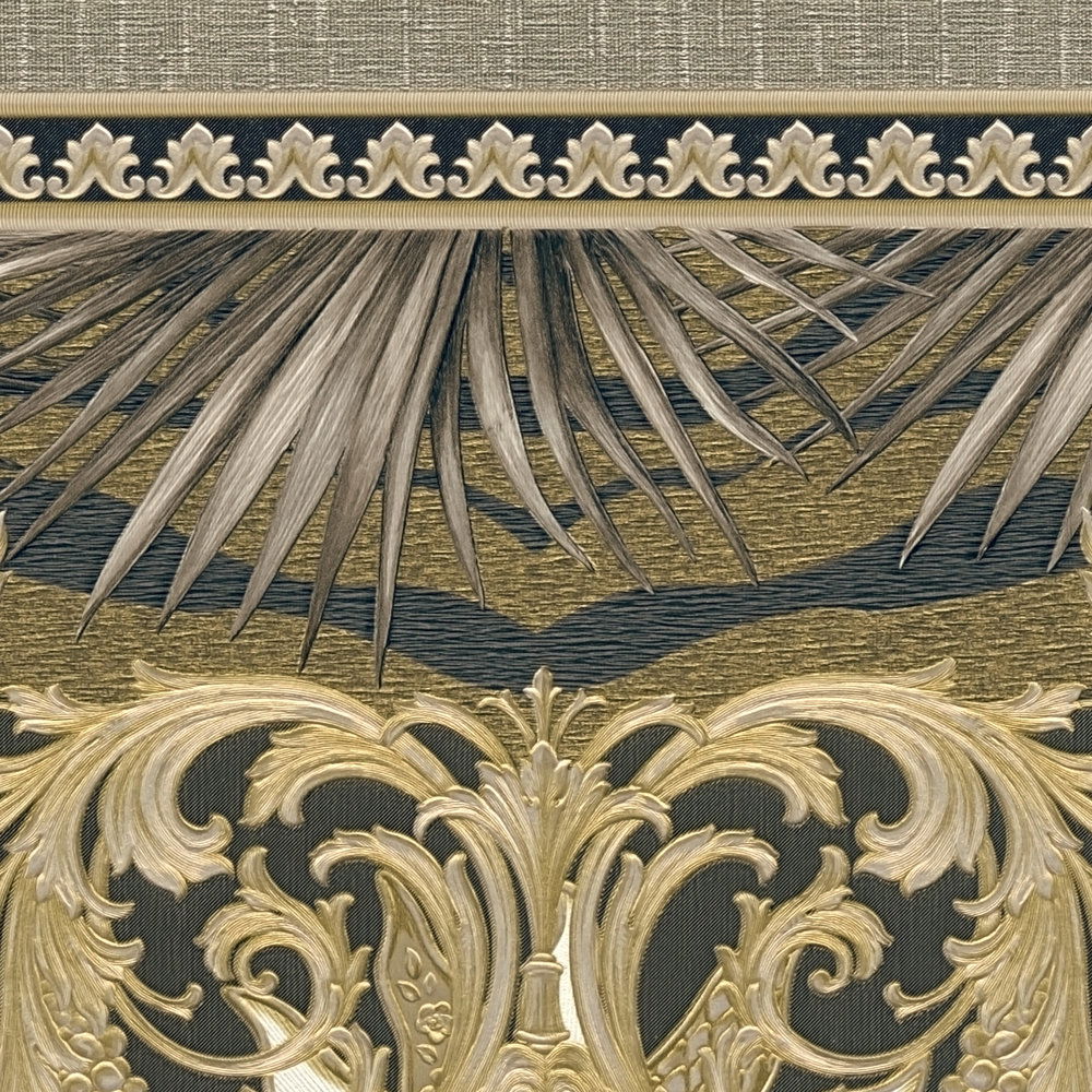             Metallic Tapete VERSACE mit opulentem Design – Schwarz
        