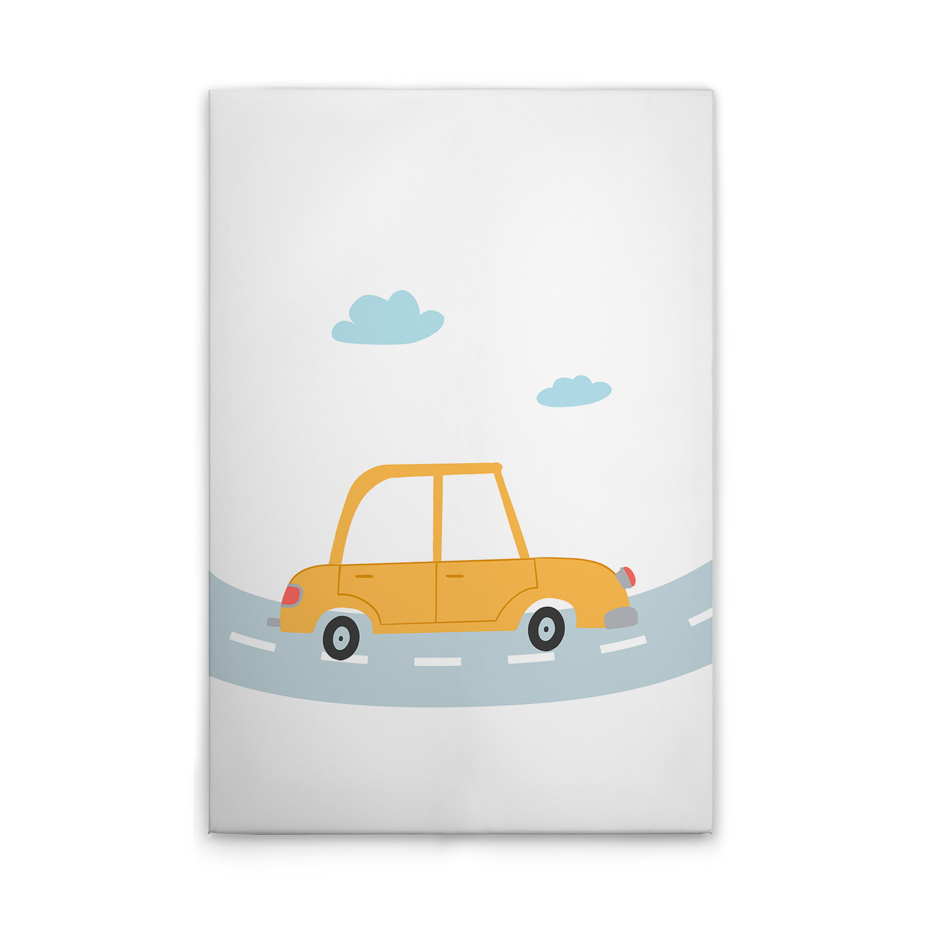             Fröhliches gelbes Auto - Leinwandbild für Kinderzimmer – 30 x 45 cm - Weiss, Gelb
        