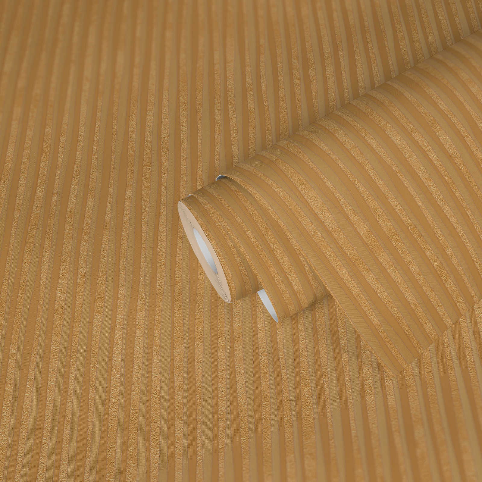             Metallic Design Tapete mit Linienmuster – Orange
        