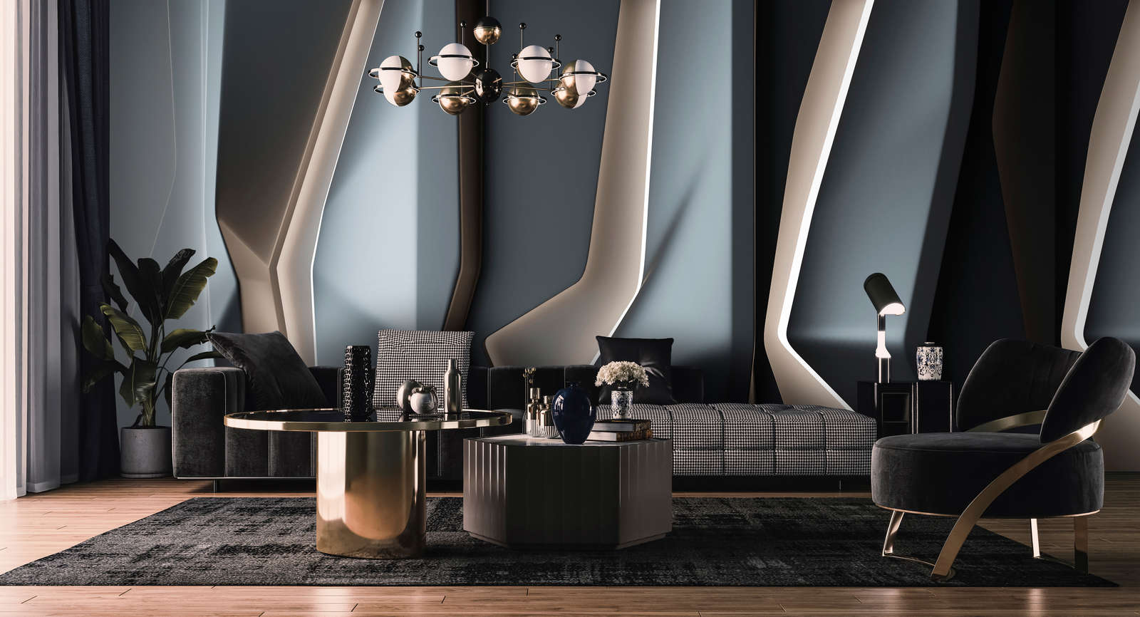             platinum 2 – Fototapete »mit futuristischer Linien-Architektur – Glattes, leicht glänzendes Premiumvlies
        