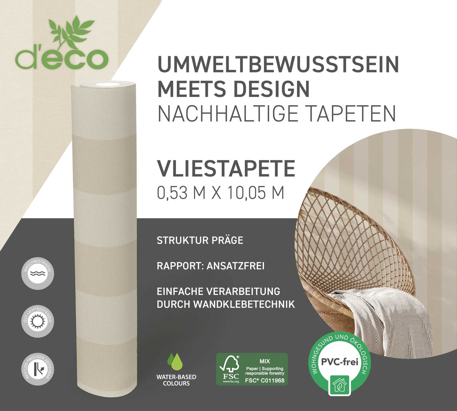 Teppich, Tapete, Vliestapete, Strukturtapete, Naturfarben