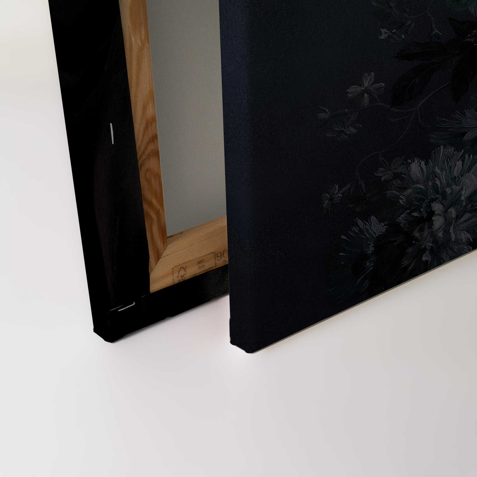 Pferde Leinwandbild im Portrait-Stil mit Blumen – 0,90 m x 0,60 m