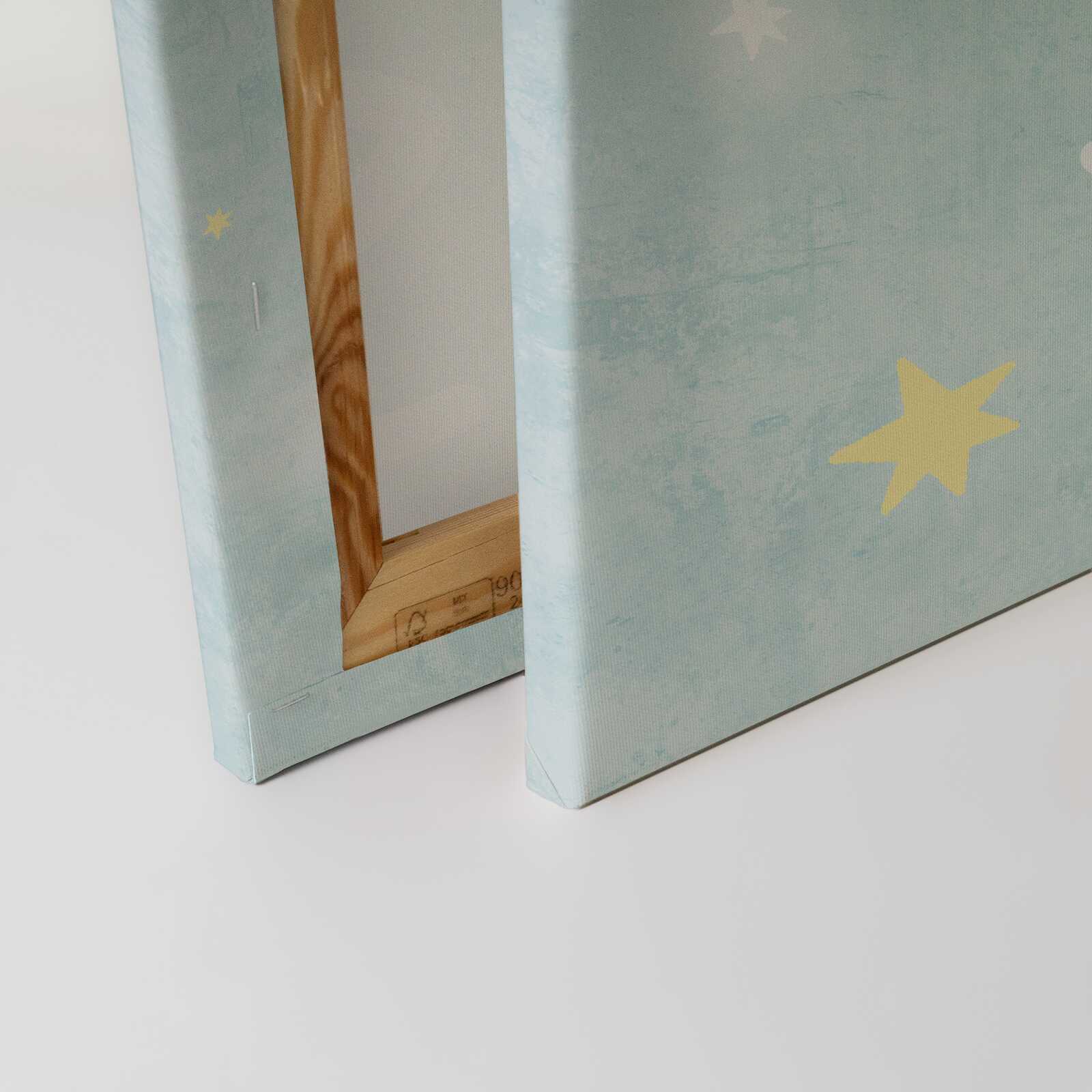             Kinderzimmer Leinwandbild Lets Shine - Inspirierende Wanddekoration mit funkelndem Schriftzug – 30 x 30 cm - Blau, Gelb
        