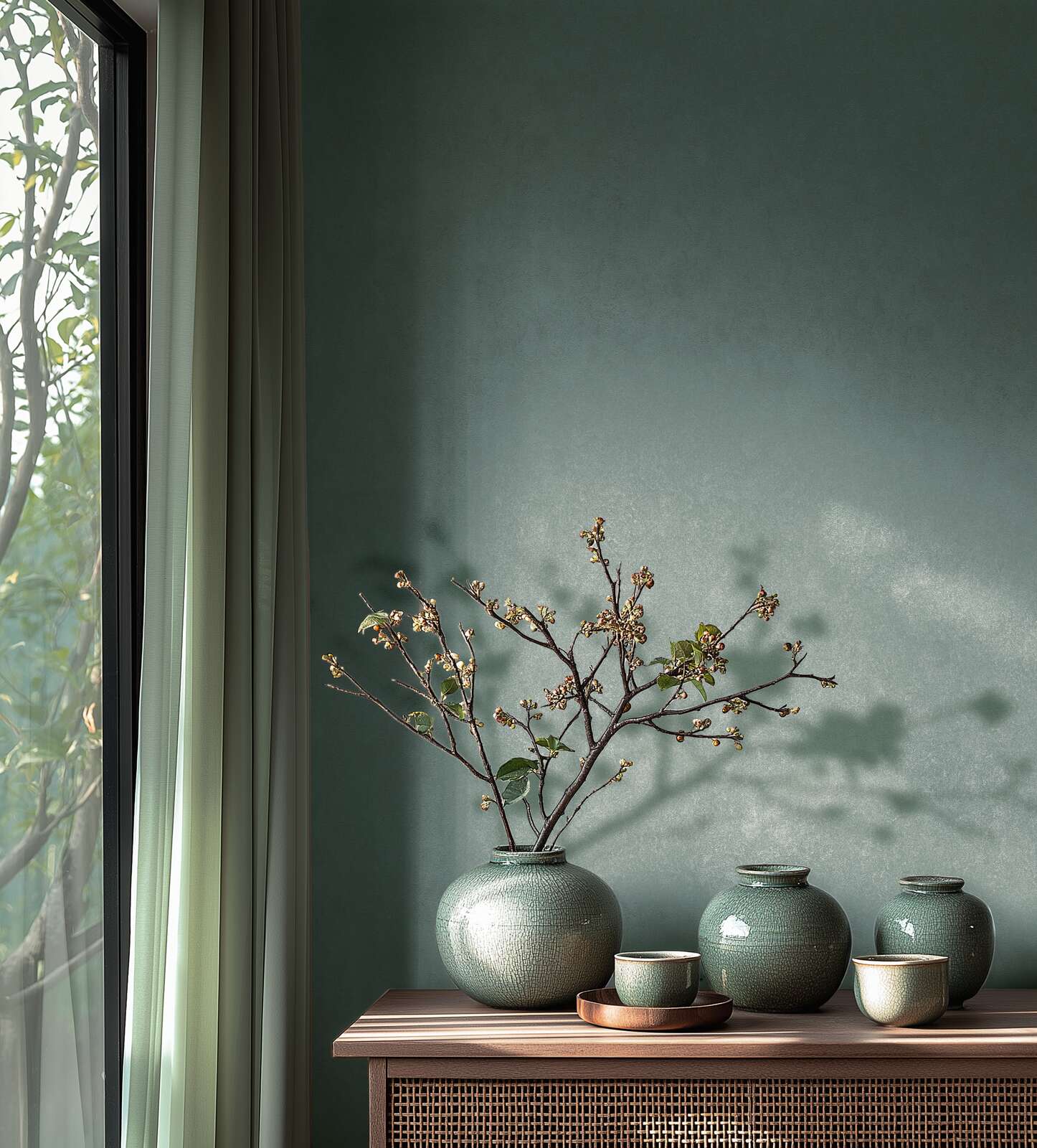             Moderne und elegante Uni-Vliestapete mit feiner Textur – Blau
        