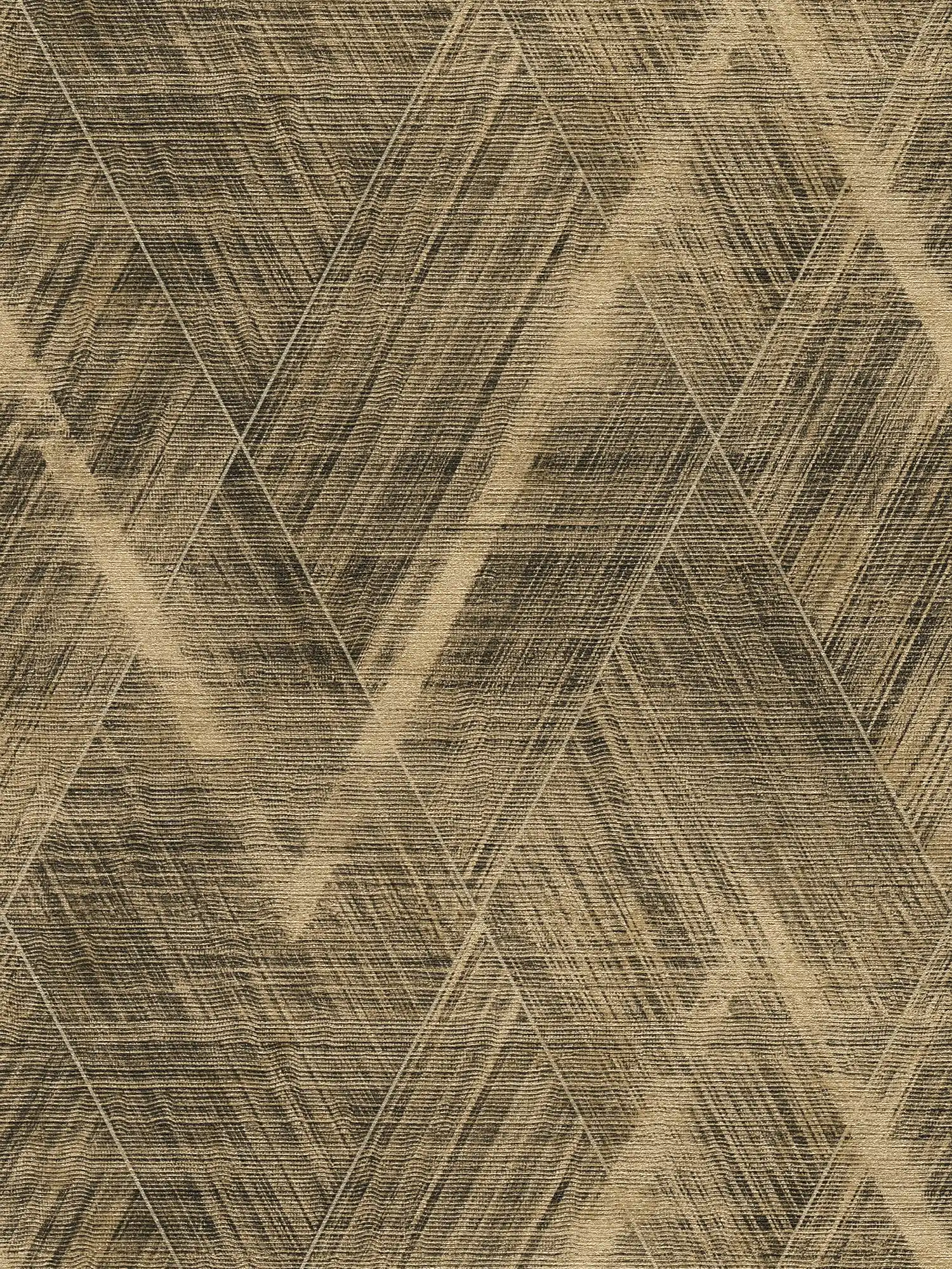 Ethno Tapete mit Rauten Design – Metallic, Schwarz