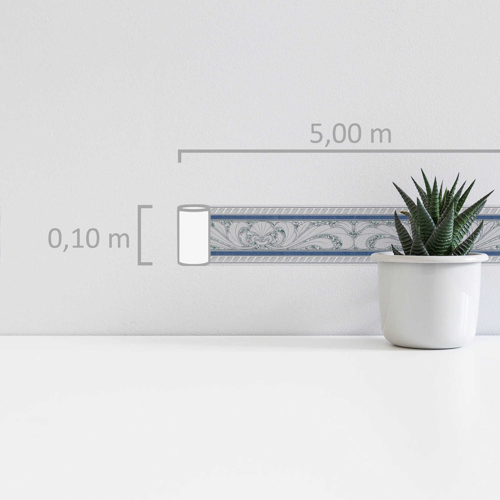             Behangrand met stucwerkmotief - grijs
        