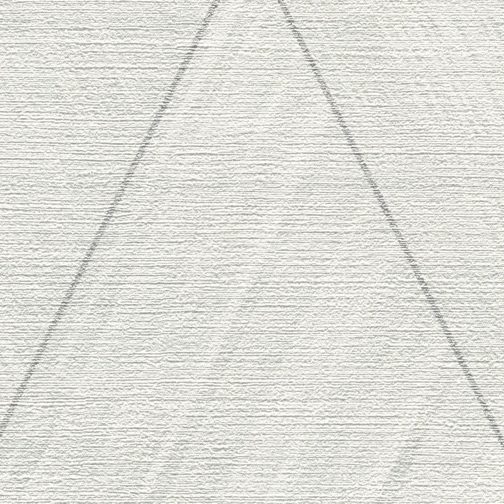             Textiloptik Tapete mit Rauten Muster – Metallic, Weiß
        