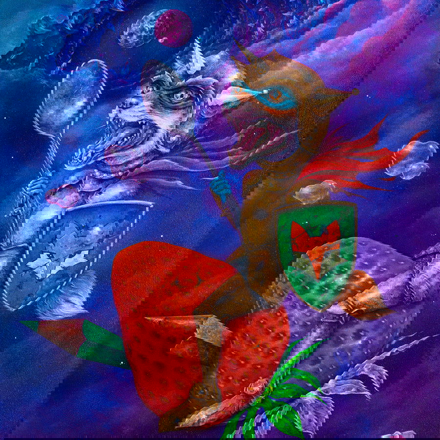         Smooth galactic adventure wallpaper mural - fantasy world with brave creatures and bright colours, slightly glossy - Multicoloured
    