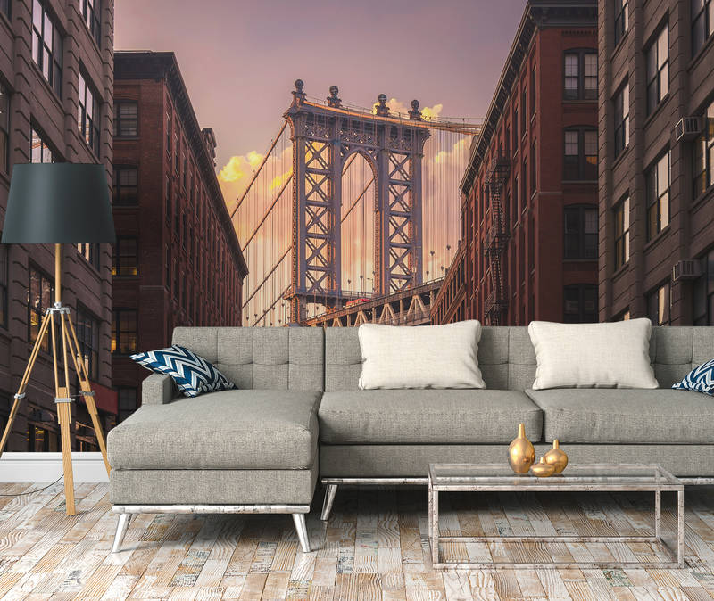             Brooklyn Bridge from street view - Brown, Grey
        