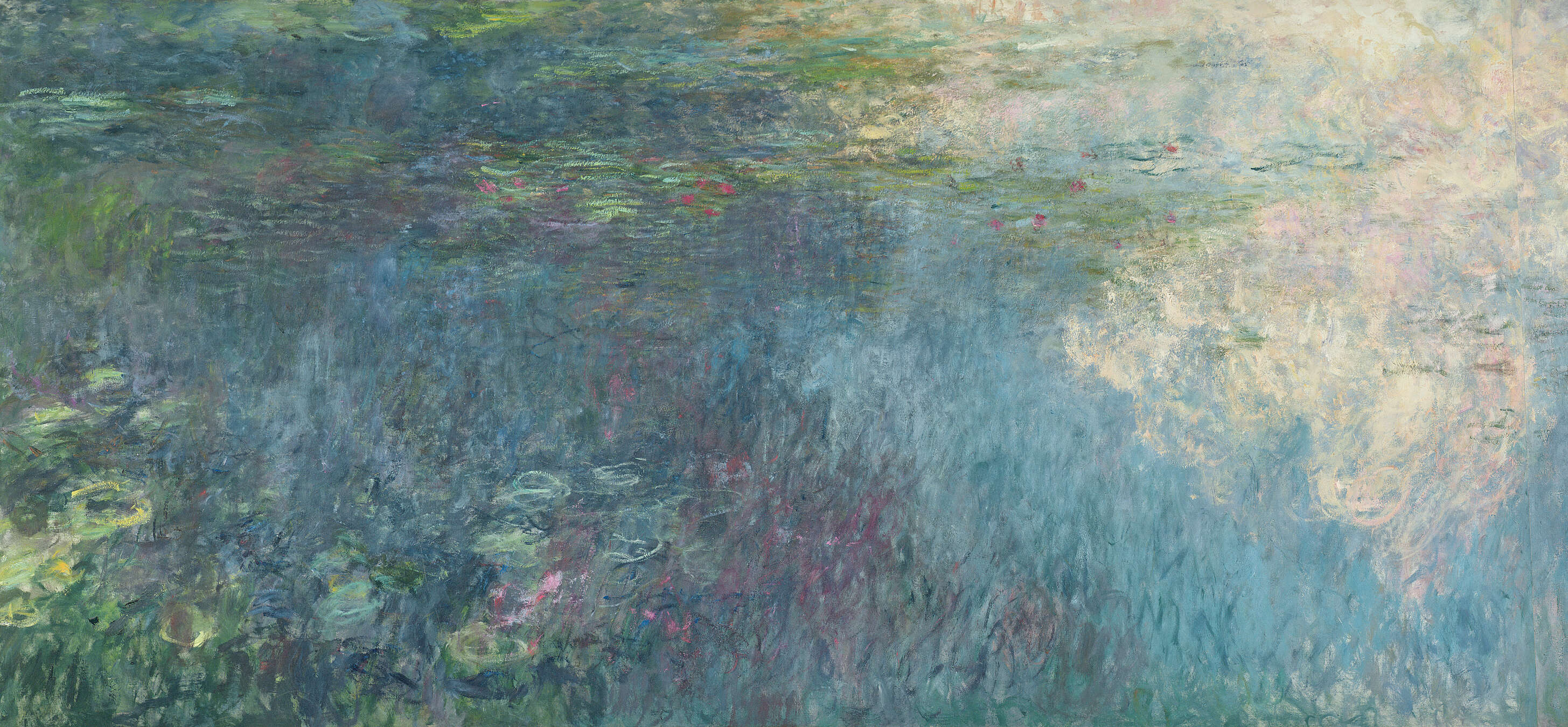Abstract, Seerosen, Blau-Grün, Impressionismus, Gartenbild