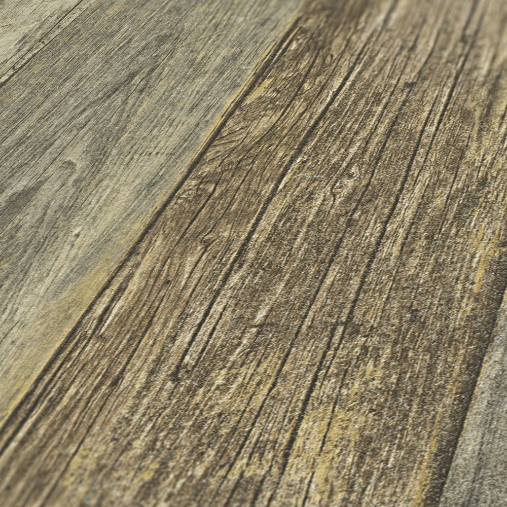             Behang met houtlook in rustieke landelijke stijl - bruin, geel, crème
        