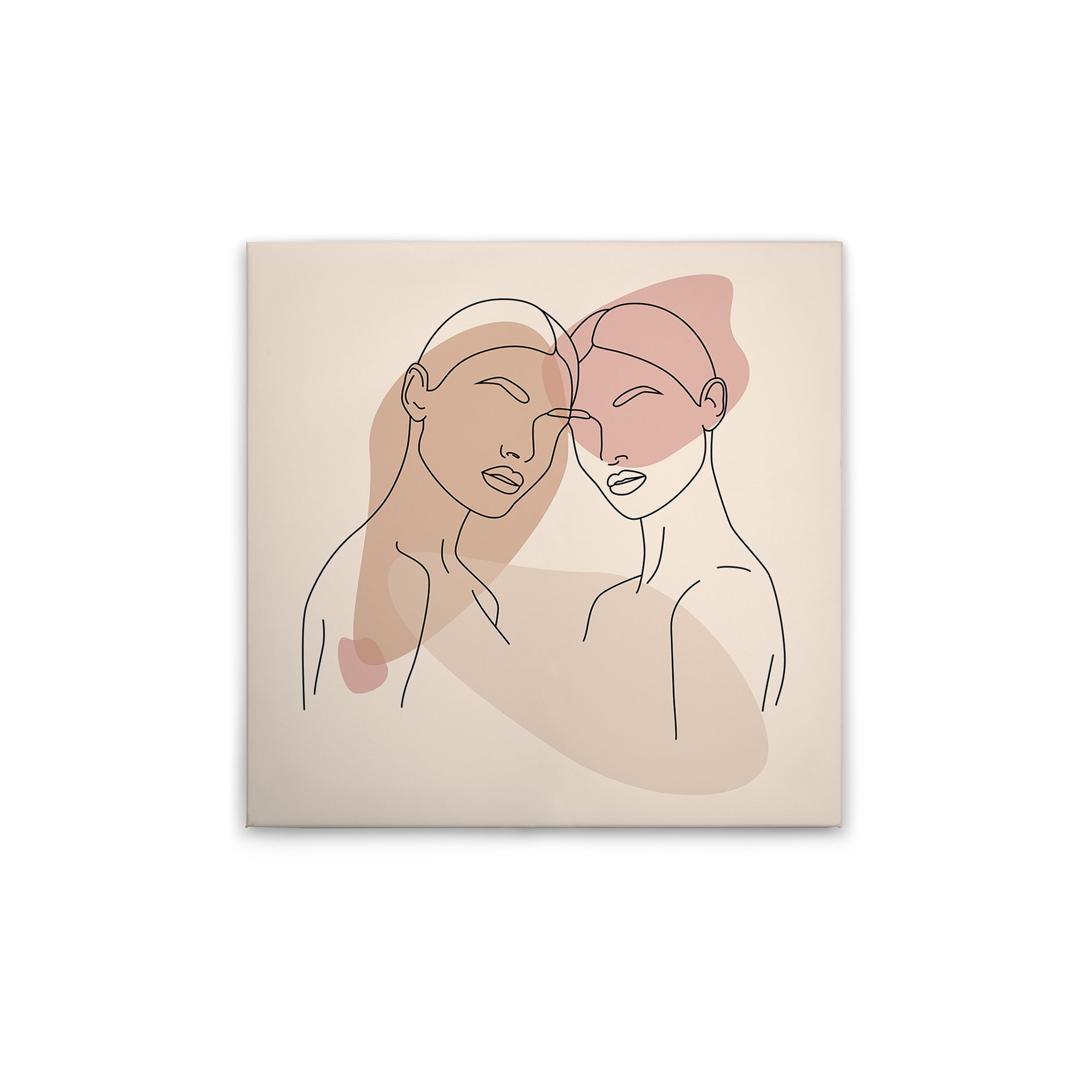 Feminine Verbundenheit - Abstrakte Portraitkunst auf Leinwand – 30 x 30 cm - Creme, Beige