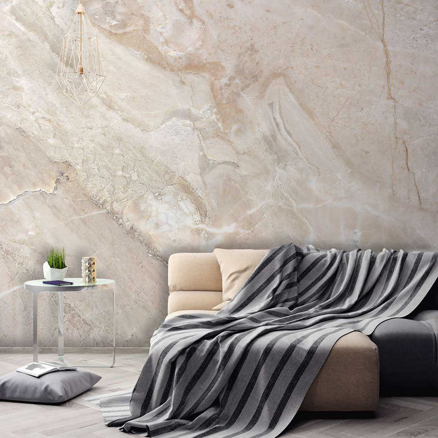         Fototapete mit Marmor-Optik Close-Up – Beige, Weiß
    