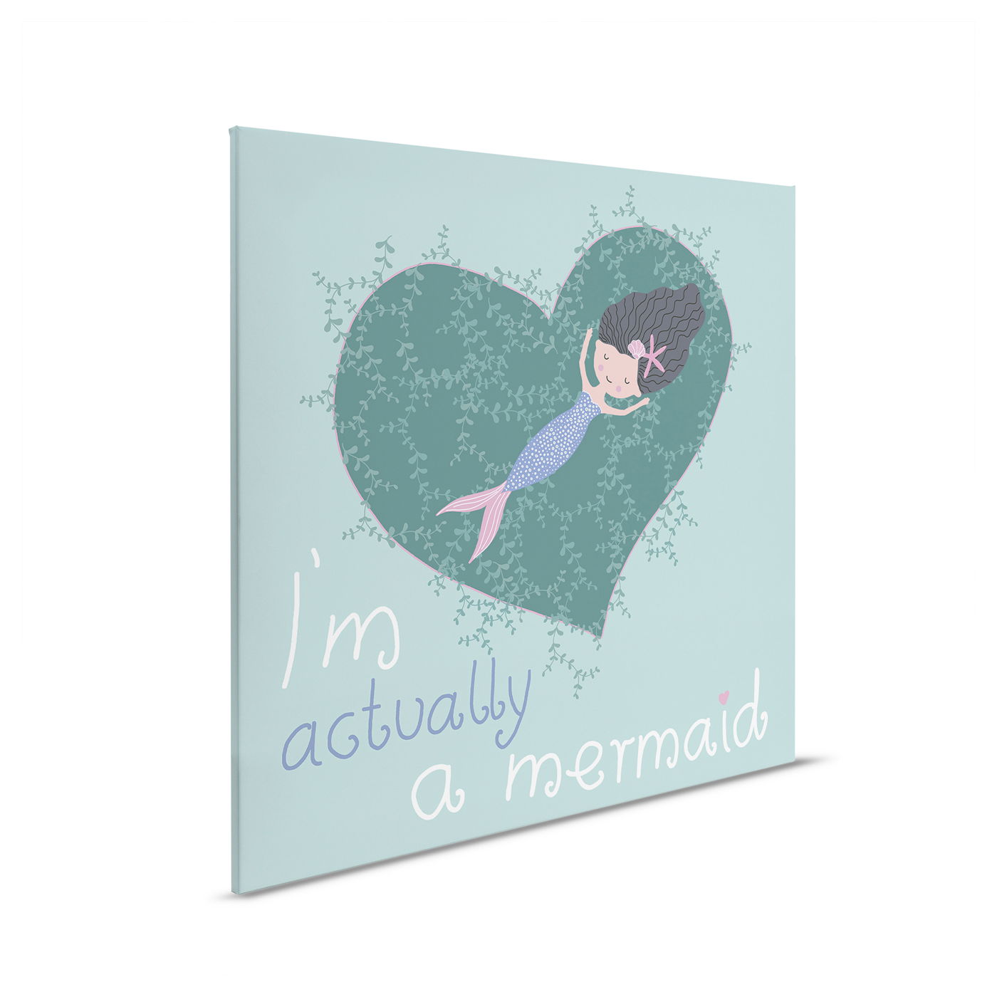         Kinderzimmer Leinwandbild Im Actually a Mermaid - Charmante Wanddekoration mit Meerjungfrauenmotiv – 30 x 30 cm - Blau, Grün
    