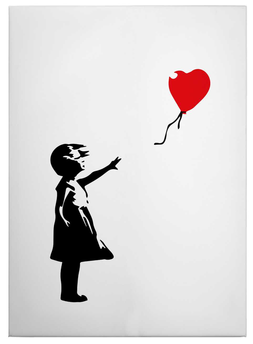 Tableau Banksy 'Fille Au Ballon Rouge' Sur Toile 140x100 Cm - Impression Haute Qualité, Cadre Bois 5 Cm