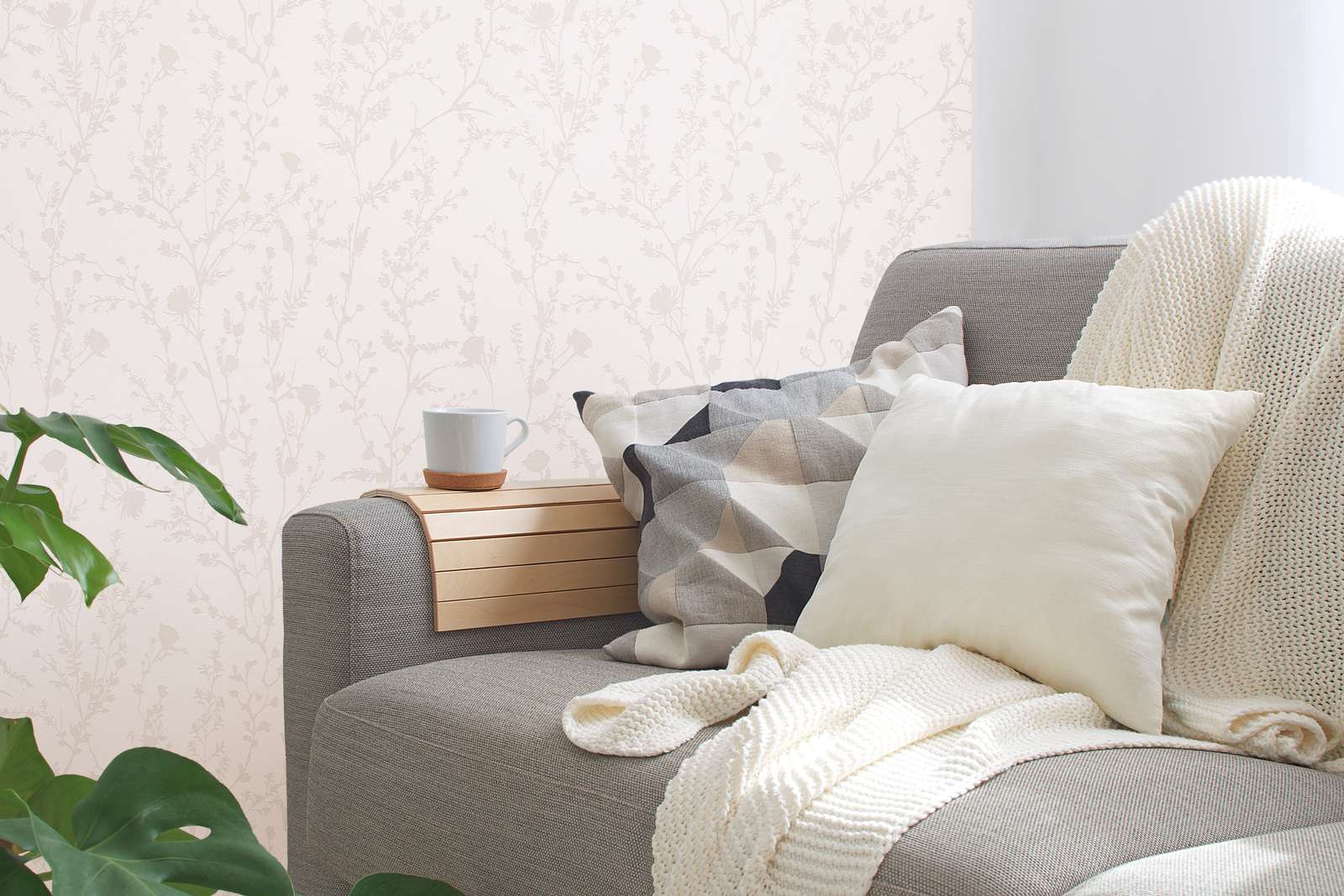 Tapisserie Moderne Motif Floral – Gris, Rose, Blanc – A.S. Création, 53 Cm X 10,05 M